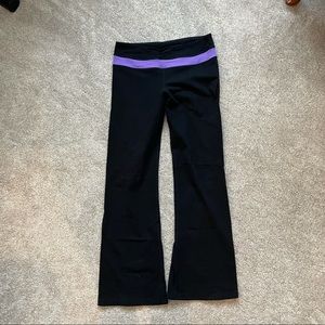 Lululemon flare yoga pant with purple accent